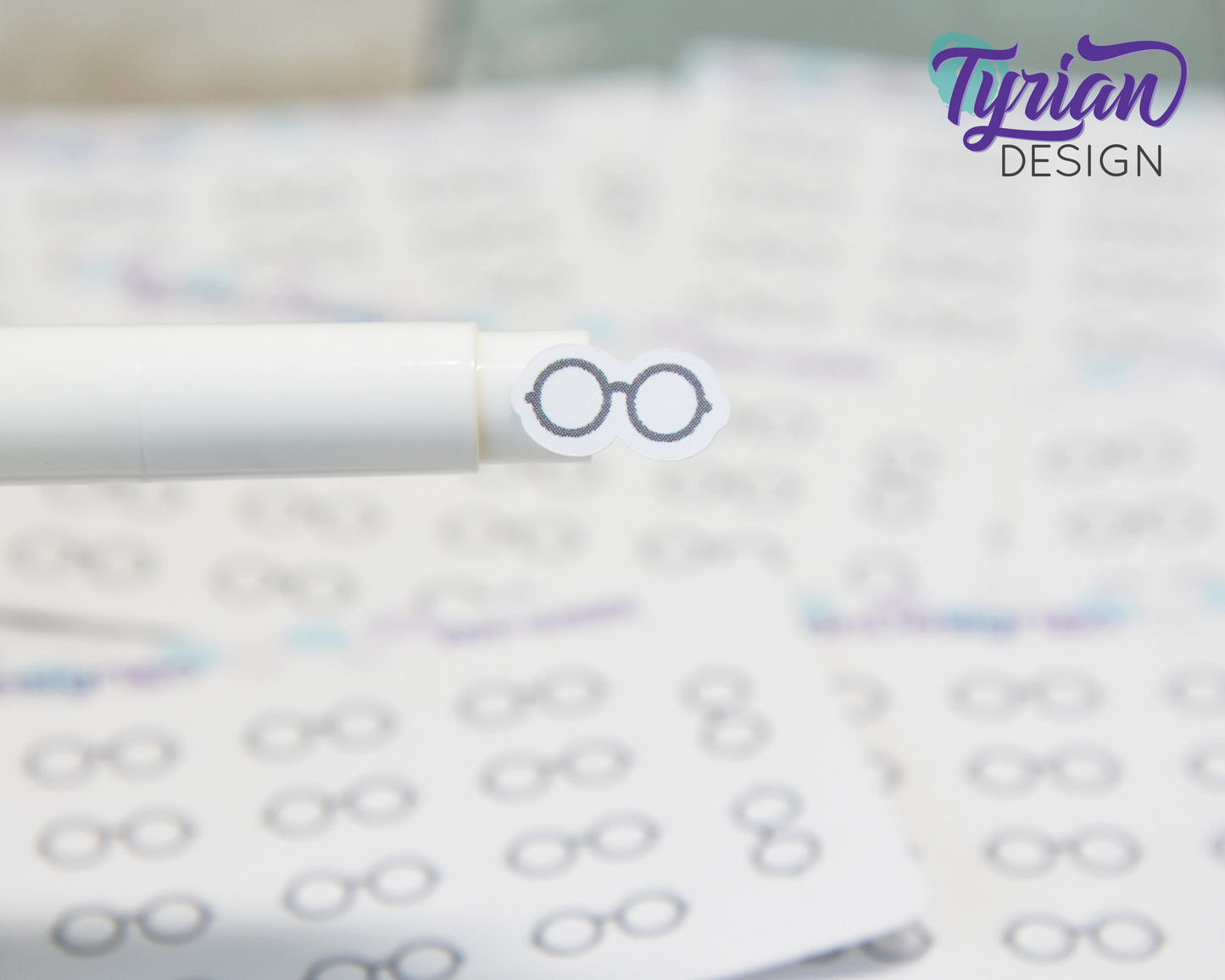 Eye Glass Stickers | Tiny Glasses stickers on mini sheet | 18 stickers | .6 x .3" each | Eye Apt icon sticker | White or Clear Matte