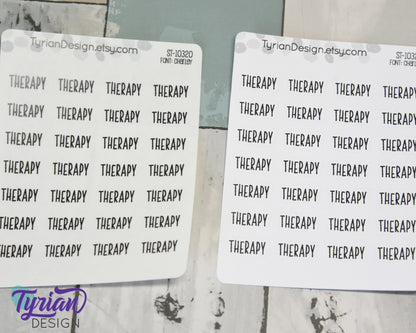 Therapy Stickers | .75 x .34" each | 28 stickers | Charlie Font