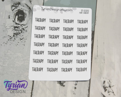 Therapy Stickers | .75 x .34" each | 28 stickers | Charlie Font