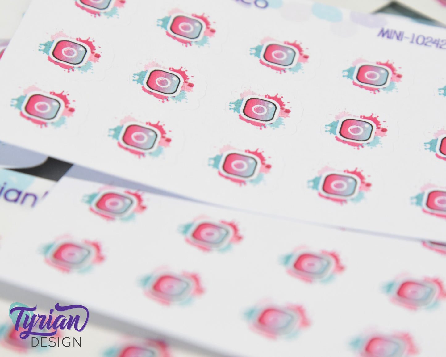 Mini Instagram Stickers | Mini Sheet of Social Media | 15 Stickers | .5 x .47" each | 3.375" x 2.125" Mini Sheet | White or Clear Matte