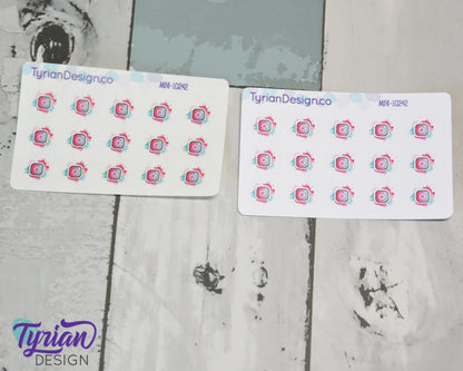 Mini Instagram Stickers | Mini Sheet of Social Media | 15 Stickers | .5 x .47" each | 3.375" x 2.125" Mini Sheet | White or Clear Matte