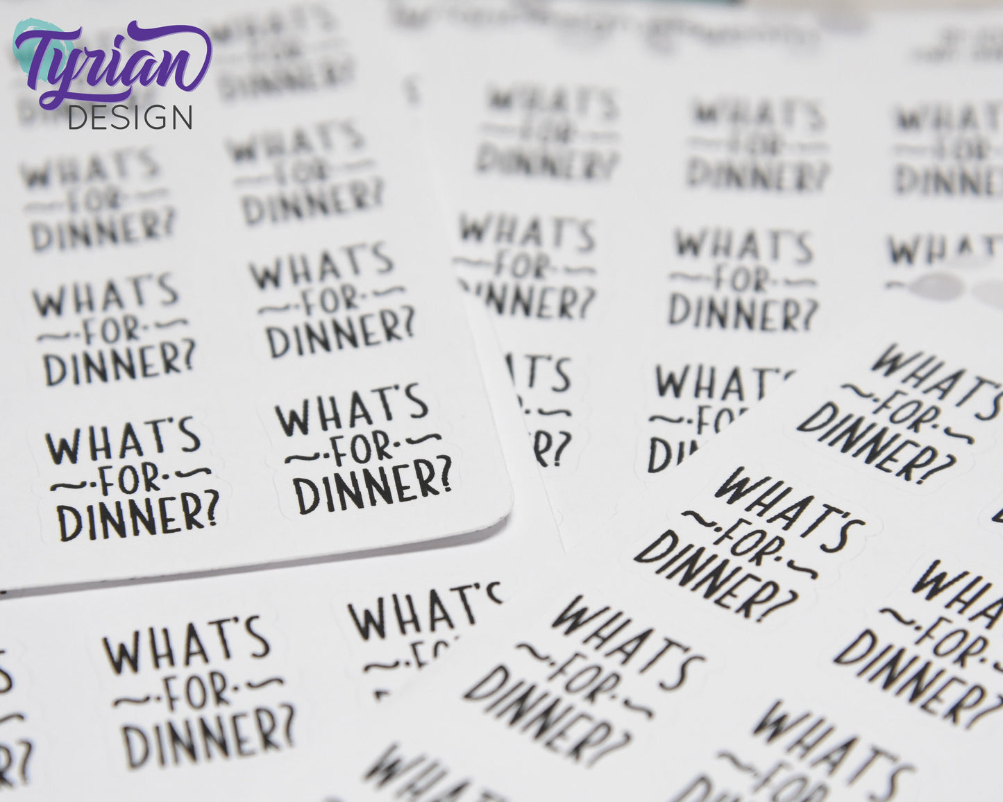 What's for Dinner Sticker | .7 x .82" Sticker size | 16 stickers | Charlie Font