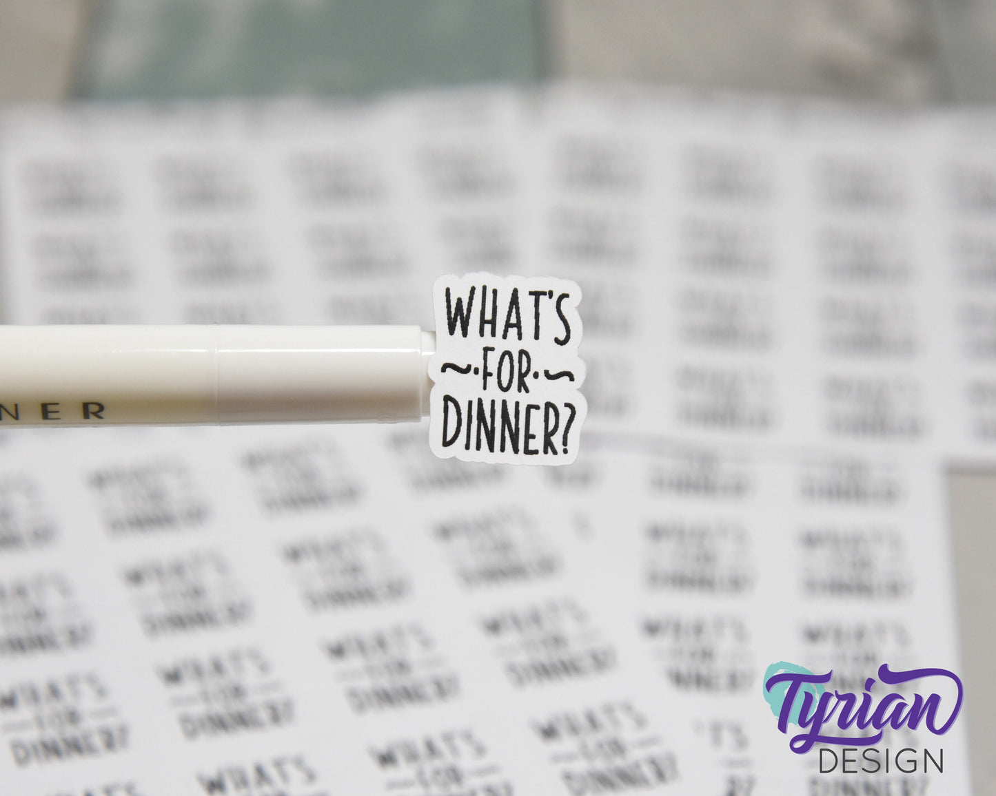 What's for Dinner Sticker | .7 x .82" Sticker size | 16 stickers | Charlie Font