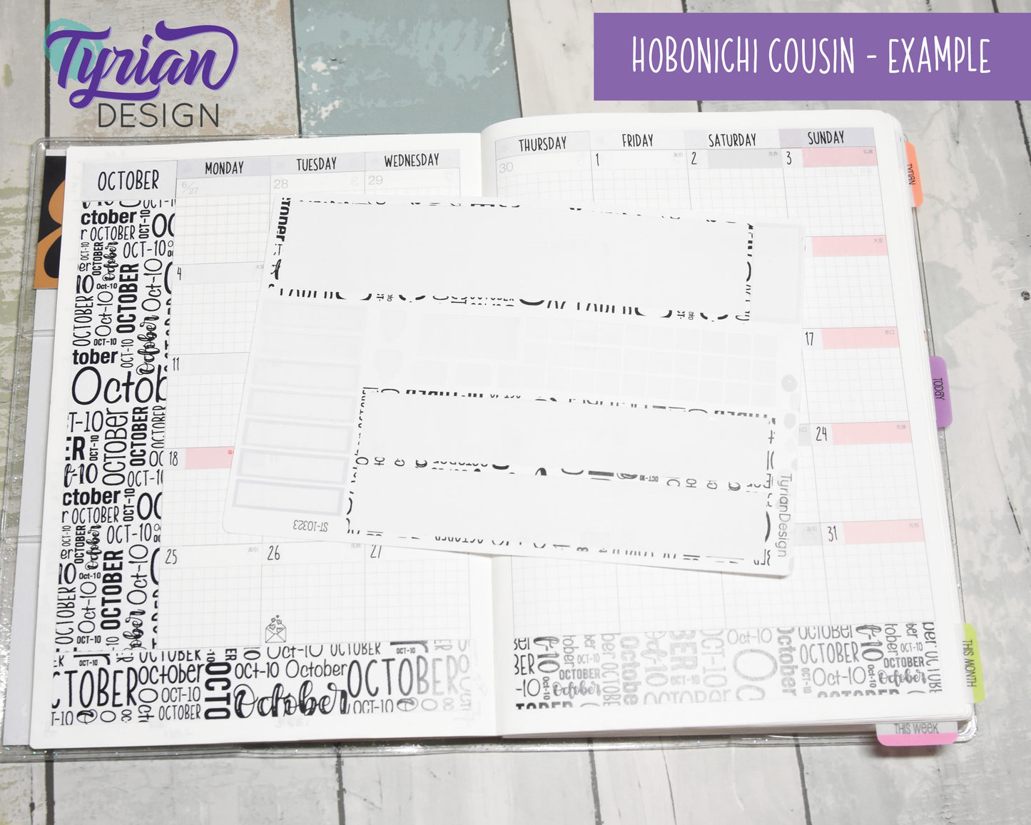 October Monthly Kit | Hobonichi Cousin | Monthly kit A5 | Simple Hobonichi Kit | Sunday or Monday Start | 5x7 Sheet | 47 Stickers