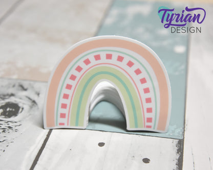 Pastel Rainbow Vinyl Sticker | high quality weather proof vinyl | 3 x 2.5" | Pastel Watermelon Rainbow sticker