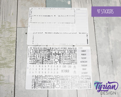 November Monthly Kit | Hobonichi Cousin | Monthly kit A5 | Simple Hobonichi Kit | Sunday or Monday Start | 5x7 Sheet | 47 Stickers