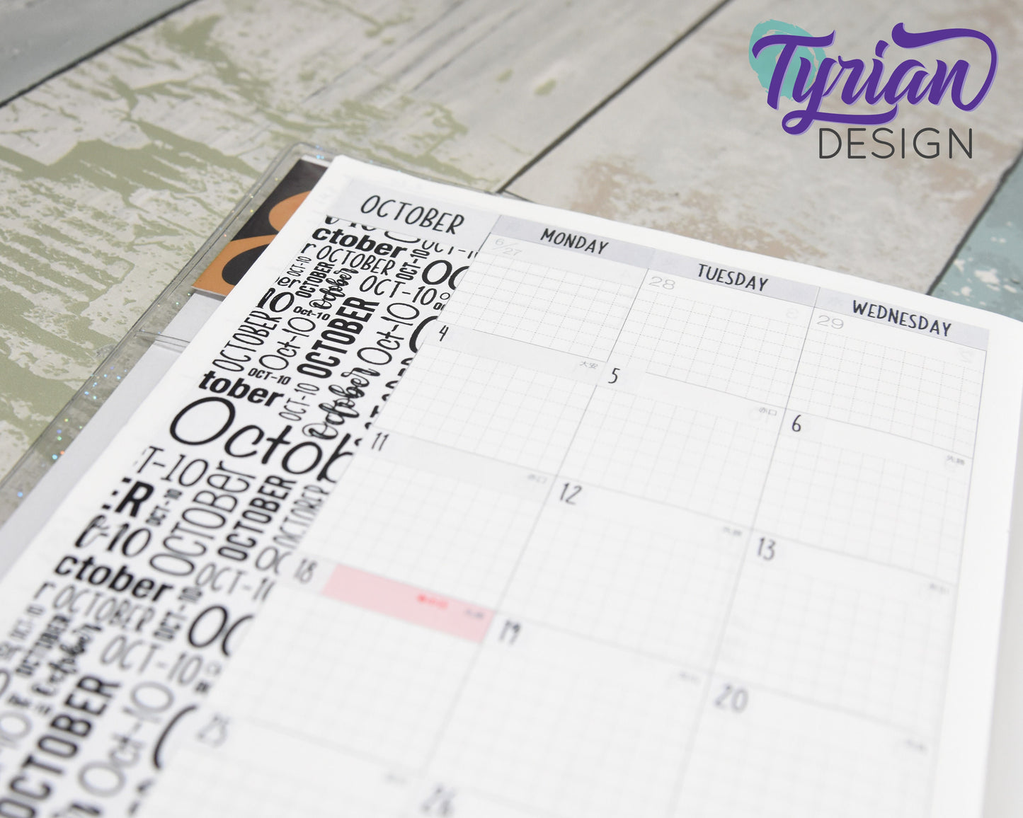 October Monthly Kit | Hobonichi Cousin | Monthly kit A5 | Simple Hobonichi Kit | Sunday or Monday Start | 5x7 Sheet | 47 Stickers