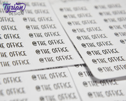 At the Office Stickers |  1" x .35" each | 24 Stickers | Charley Font