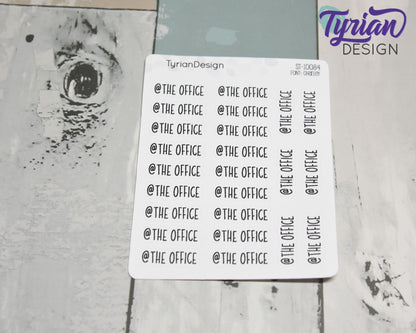 At the Office Stickers |  1" x .35" each | 24 Stickers | Charley Font
