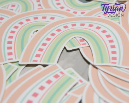 Pastel Rainbow Vinyl Sticker | high quality weather proof vinyl | 3 x 2.5" | Pastel Watermelon Rainbow sticker