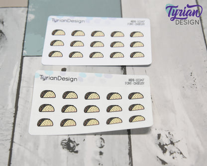 Mini Taco Stickers | Mini Sheet of Tacos| Taco Tuesday | 15 Stickers | .54 x .37" each | 3.375" x 2.125" Mini Sheet | White or Clear Matte