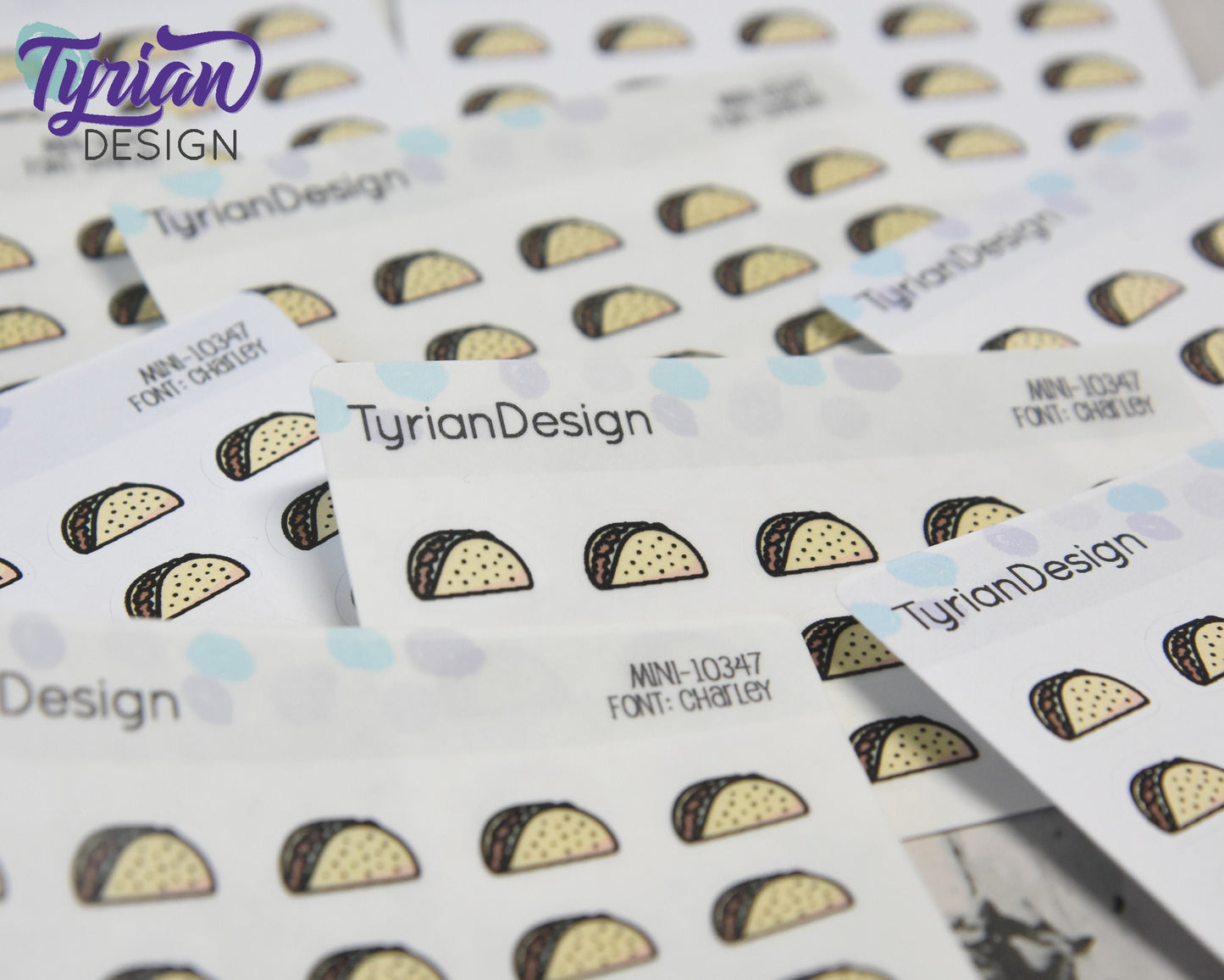 Mini Taco Stickers | Mini Sheet of Tacos| Taco Tuesday | 15 Stickers | .54 x .37" each | 3.375" x 2.125" Mini Sheet | White or Clear Matte