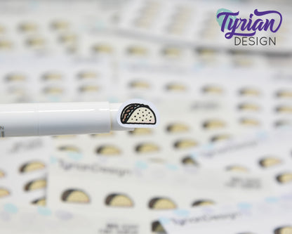 Mini Taco Stickers | Mini Sheet of Tacos| Taco Tuesday | 15 Stickers | .54 x .37" each | 3.375" x 2.125" Mini Sheet | White or Clear Matte