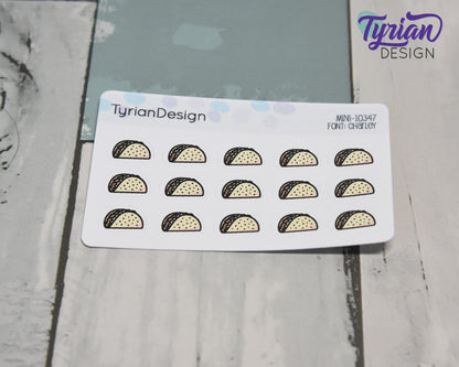 Mini Taco Stickers | Mini Sheet of Tacos| Taco Tuesday | 15 Stickers | .54 x .37" each | 3.375" x 2.125" Mini Sheet | White or Clear Matte