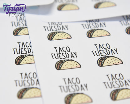 Taco Tuesday Stickers | 9 stickers | .75 x 1 inches each.