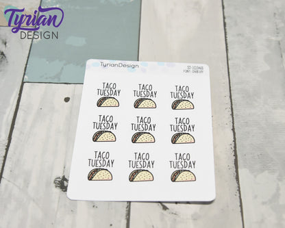 Taco Tuesday Stickers | 9 stickers | .75 x 1 inches each.