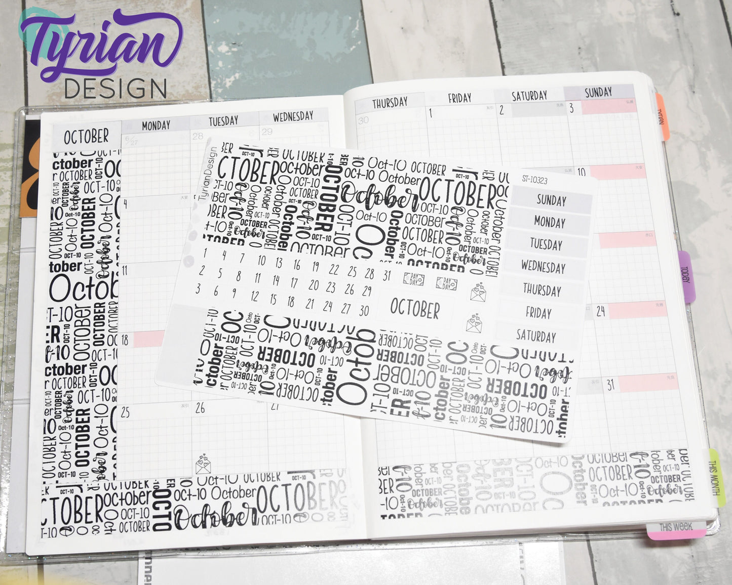 October Monthly Kit | Hobonichi Cousin | Monthly kit A5 | Simple Hobonichi Kit | Sunday or Monday Start | 5x7 Sheet | 47 Stickers