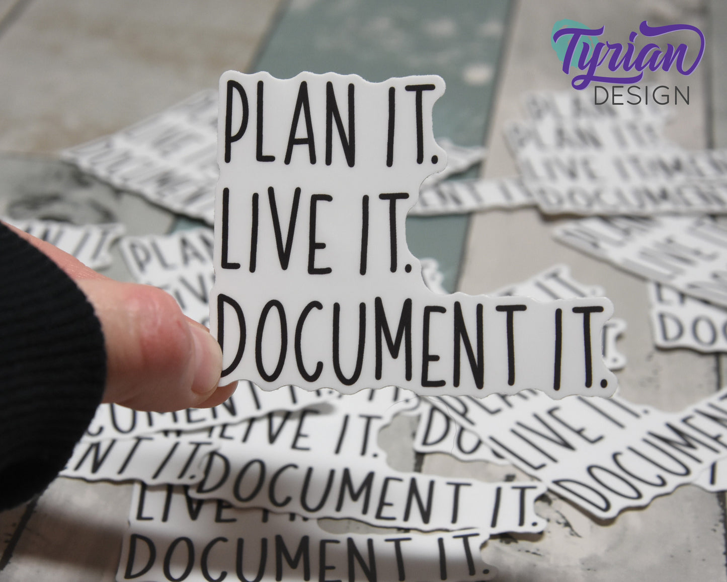 Plan it. Live it. Document it. Vinyl Sticker | high quality weather proof vinyl | 3 x 2.5" | Planner sticker