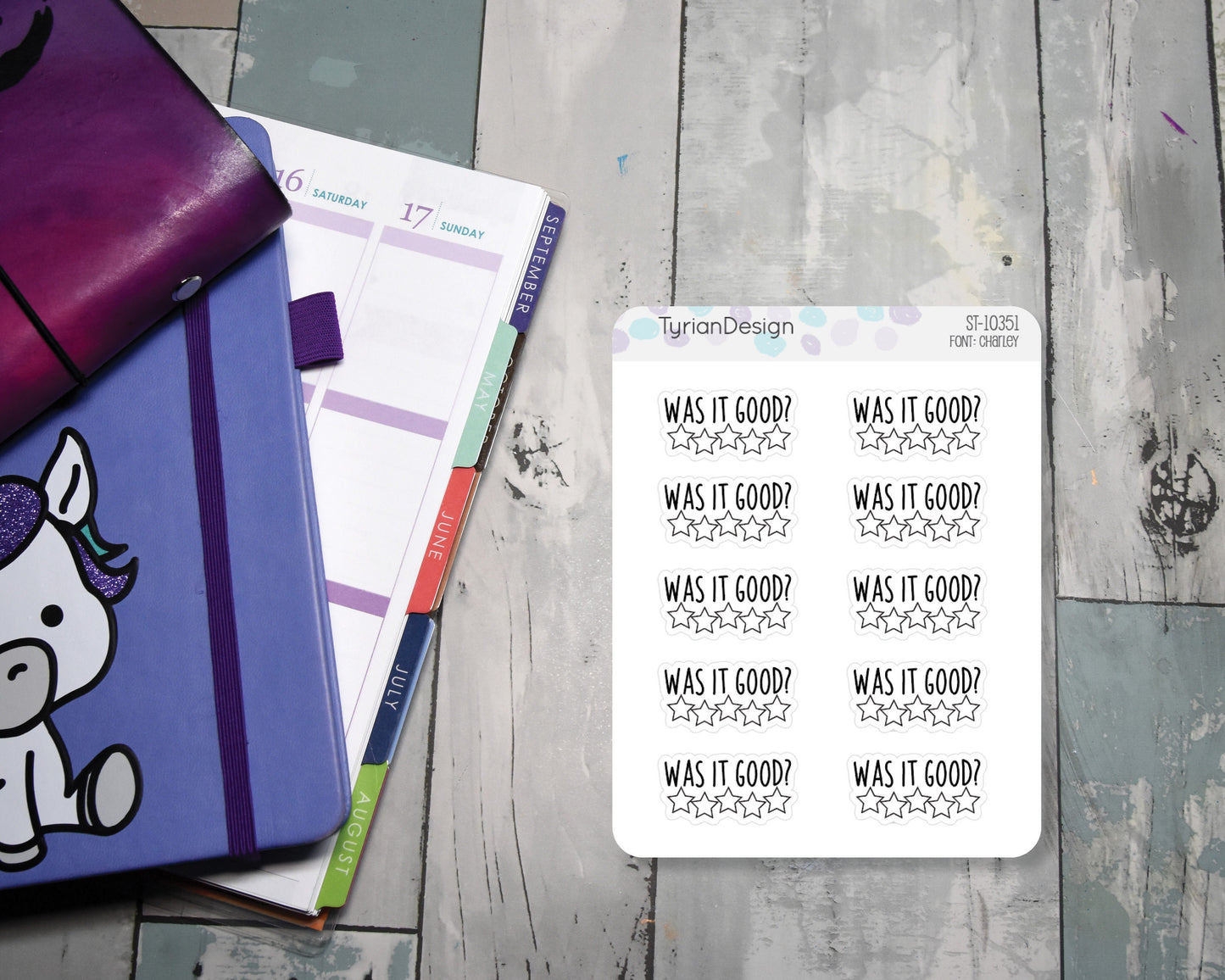 Was it Good Stickers | 10 stickers per sheet 1.1" x .6"each | Charlie Font