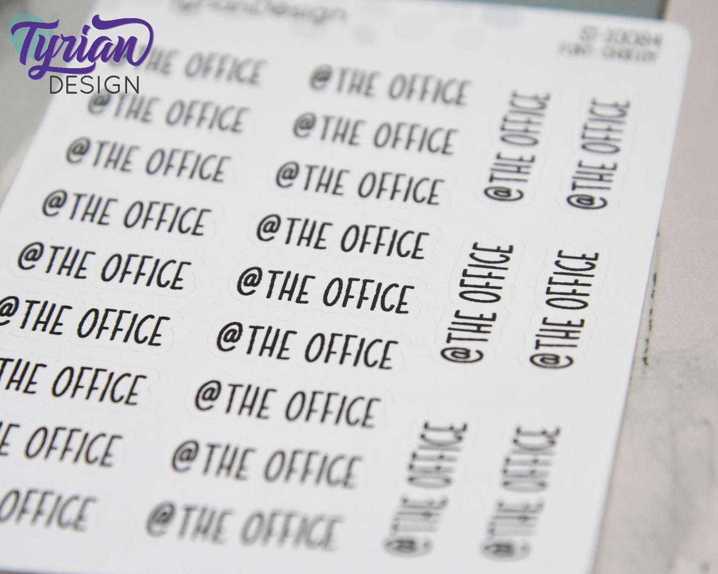 At the Office Stickers |  1" x .35" each | 24 Stickers | Charley Font