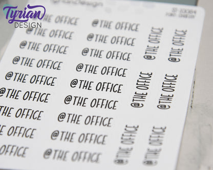 At the Office Stickers |  1" x .35" each | 24 Stickers | Charley Font