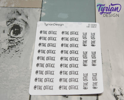 At the Office Stickers |  1" x .35" each | 24 Stickers | Charley Font