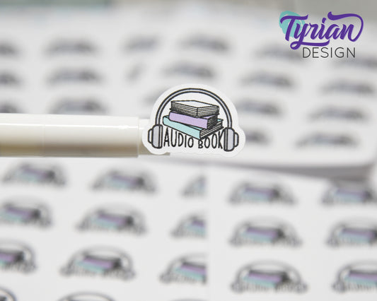 Audio Book Stickers | 12 stickers | 1 x .73" Each | Charley Font
