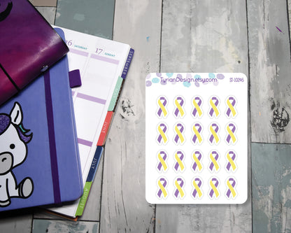 Awareness Ribbon Stickers | Color Ribbon stickers | Great for tracking stickers Great for Planners, journals and calendars