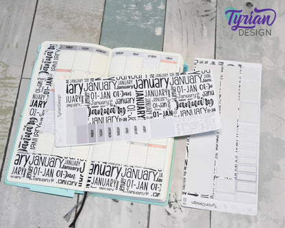 January Monthly Kit | Hobonichi Weeks  17 Stickers