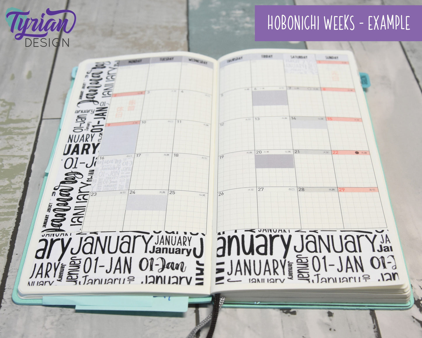 August Monthly Kit | Hobonichi Weeks | Monthly kit | Simple Hobonichi Kit | Sunday or Monday Start | 3.25x7.5 Sheet | 17 Stickers
