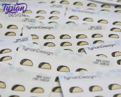Mini Taco Stickers | Mini Sheet of Tacos| Taco Tuesday | 15 Stickers | .54 x .37" each | 3.375" x 2.125" Mini Sheet | White or Clear Matte