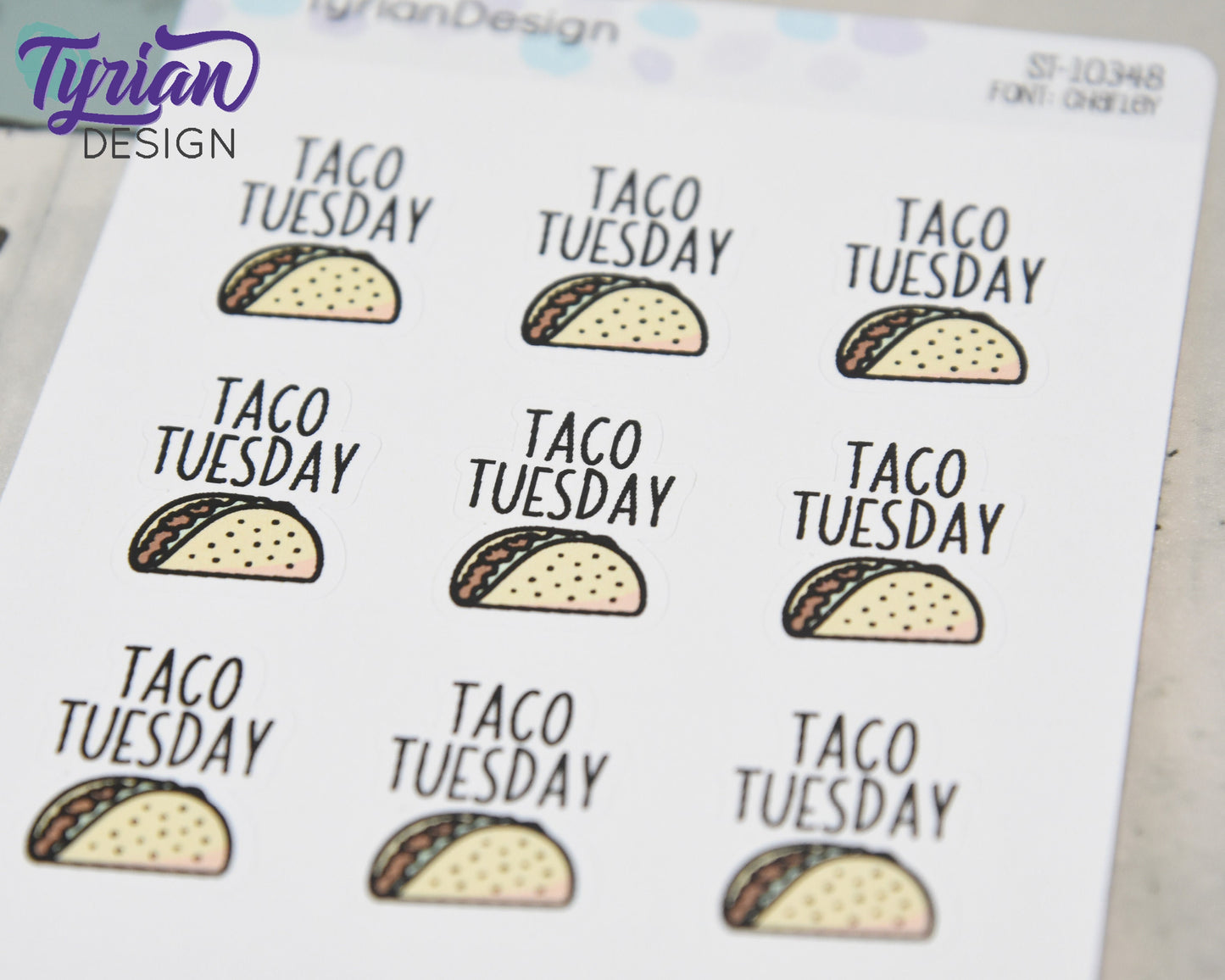 Taco Tuesday Stickers | 9 stickers | .75 x 1 inches each.