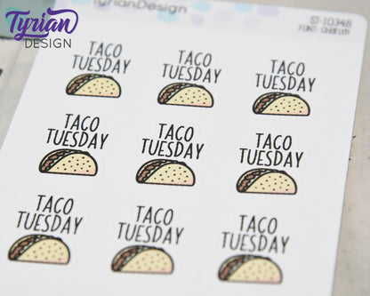 Taco Tuesday Stickers | 9 stickers | .75 x 1 inches each.
