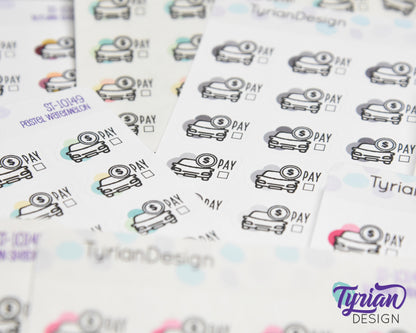 Car Payment Stickers | .77 x .55" Sticker size | 24 Stickers