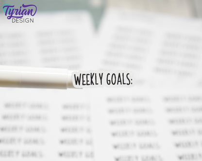 Weekly Goals Stickers |  1.2" x .35" each | 16 Stickers | Charley Font