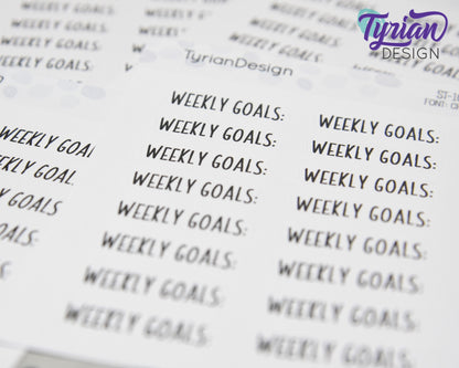 Weekly Goals Stickers |  1.2" x .35" each | 16 Stickers | Charley Font