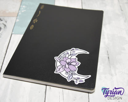 Purple Moon Vinyl Sticker | High quality weather proof vinyl | 2.5 x 3" | Monotone Moon  Pastel sticker | Shades of Purple