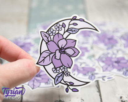 Purple Moon Vinyl Sticker | High quality weather proof vinyl | 2.5 x 3" | Monotone Moon  Pastel sticker | Shades of Purple