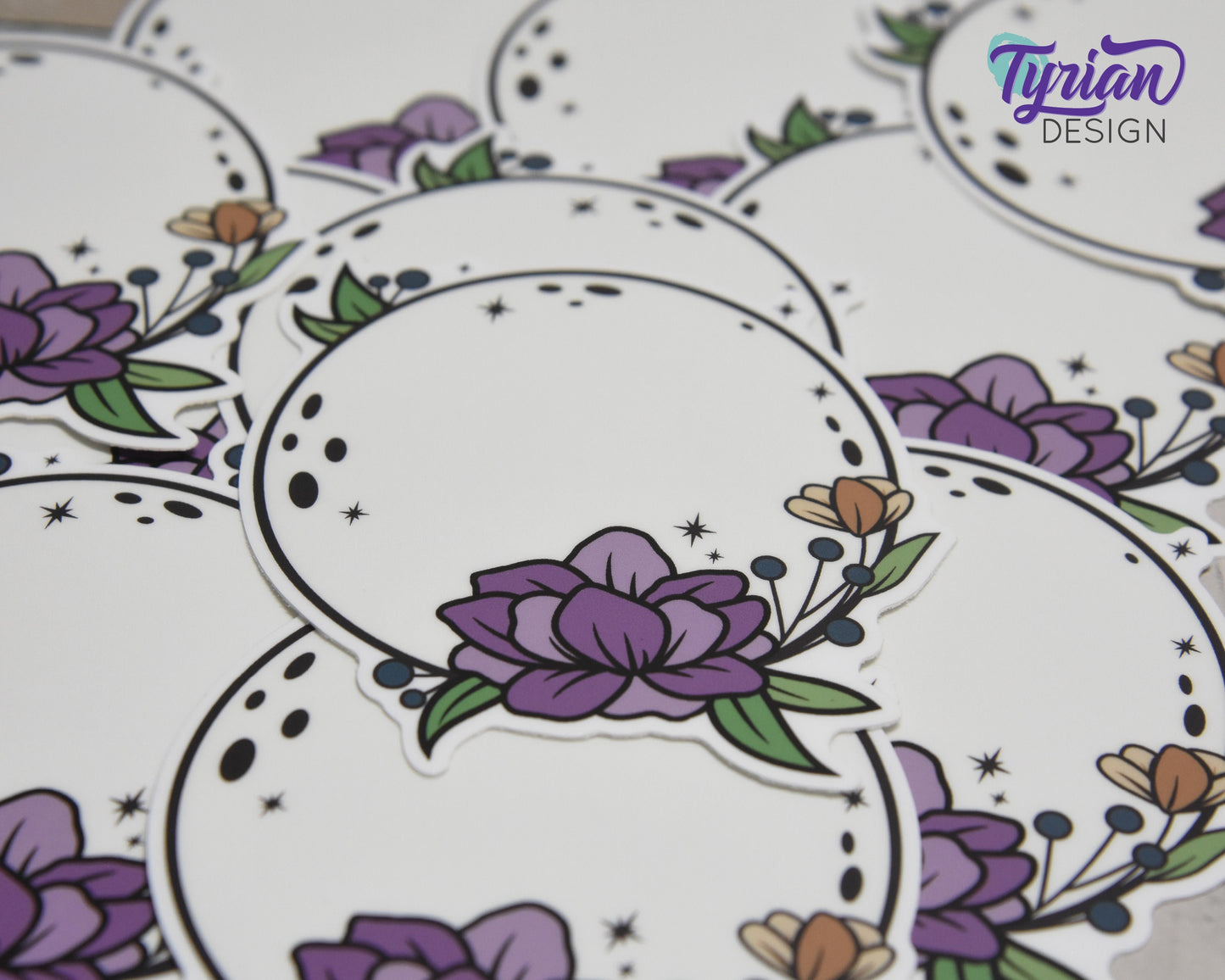 Full Moon Vinyl Sticker | High quality weather proof vinyl | 3" | Full Moon with Flowers sticker | Moon Sticker