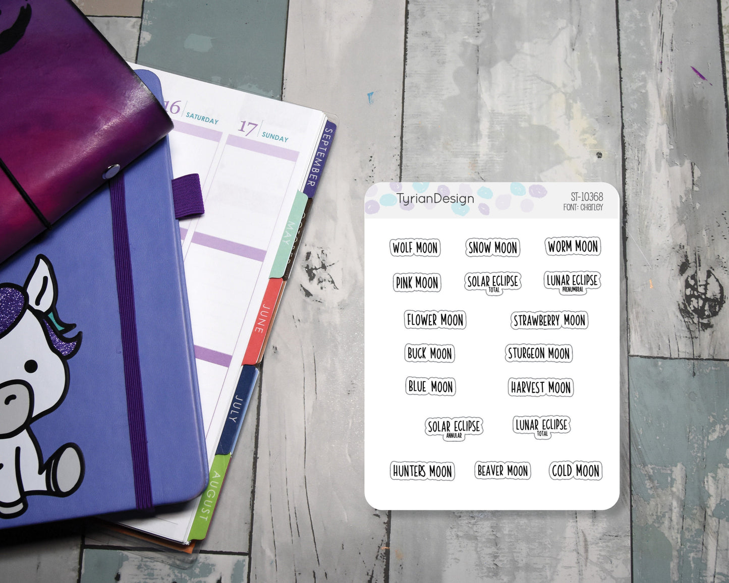 Undated Full Moons & Eclipses Icon Stickers