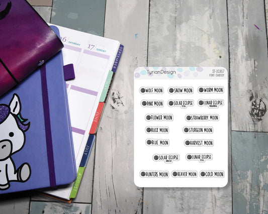 Undated Full Moons & Eclipses Icon Stickers