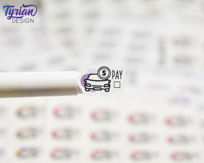Car Payment Stickers | .77 x .55" Sticker size | 24 Stickers