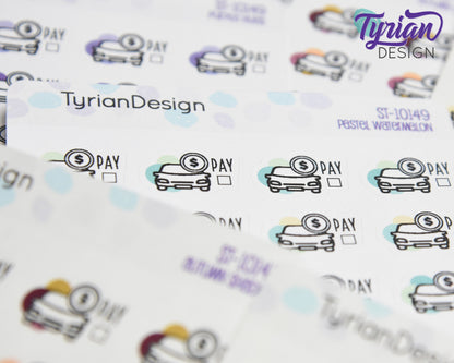 Car Payment Stickers | .77 x .55" Sticker size | 24 Stickers