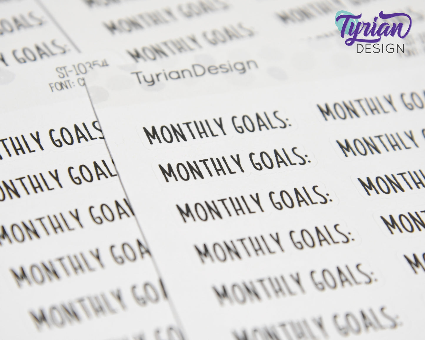 Monthly Goals Stickers |  1.34" x .35" each | 16 Stickers | Charley Font