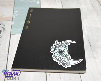 Turquoise Moon Vinyl Sticker | High quality weather proof vinyl | 2.5 x 3" | Monotone Moon  Pastel sticker | Shades of Turquoise