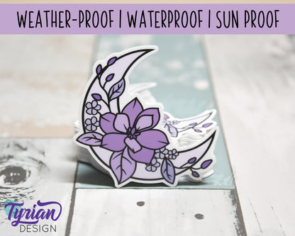 Purple Moon Vinyl Sticker | High quality weather proof vinyl | 2.5 x 3" | Monotone Moon  Pastel sticker | Shades of Purple