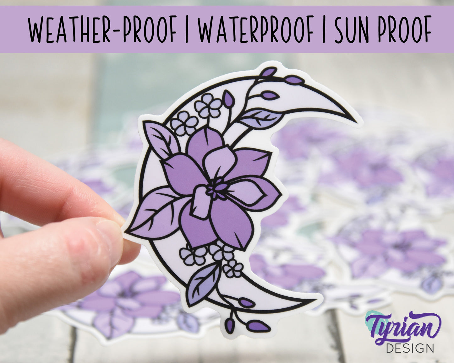 Purple Moon Vinyl Sticker | High quality weather proof vinyl | 2.5 x 3" | Monotone Moon  Pastel sticker | Shades of Purple