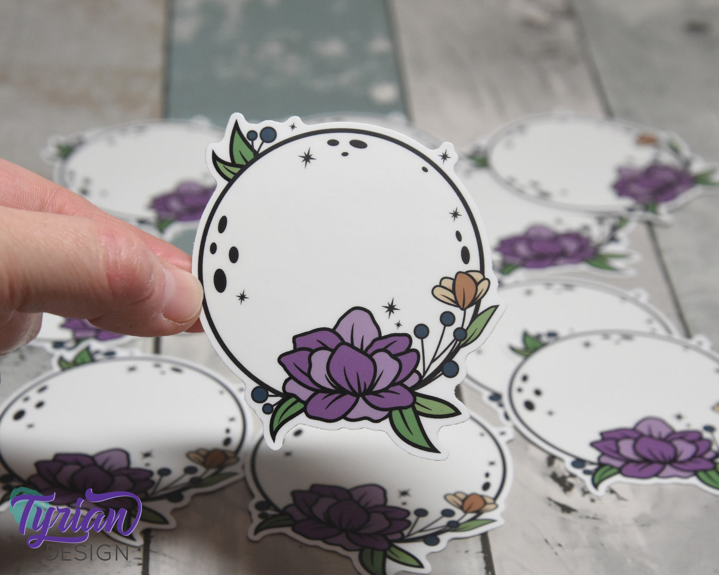 Full Moon Vinyl Sticker | High quality weather proof vinyl | 3" | Full Moon with Flowers sticker | Moon Sticker