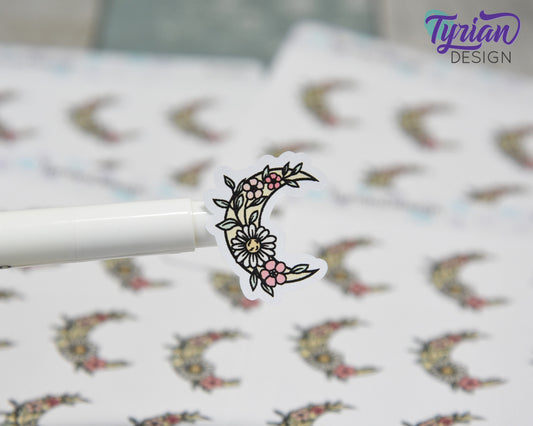 Pastel Watermelon Moon Stickers | Flower Moon | 9 Stickers per sheet | 1 x 1" Sticker size | | 3.5 x 4.5" Sheet | White or Clear Matte