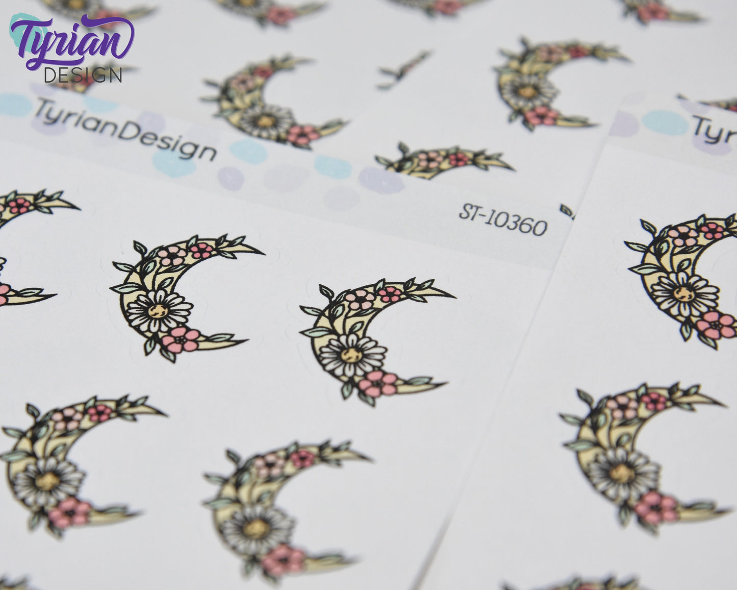 Pastel Watermelon Moon Stickers | Flower Moon | 9 Stickers per sheet | 1 x 1" Sticker size | | 3.5 x 4.5" Sheet | White or Clear Matte